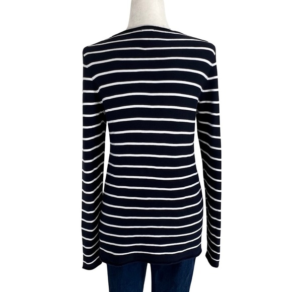 H&M Striped Crewneck Knit Sweater Navy Blue White Small S - Picture 12 of 12